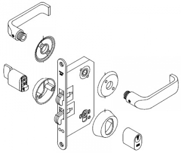 Trioving 5382/8 lock set round rose